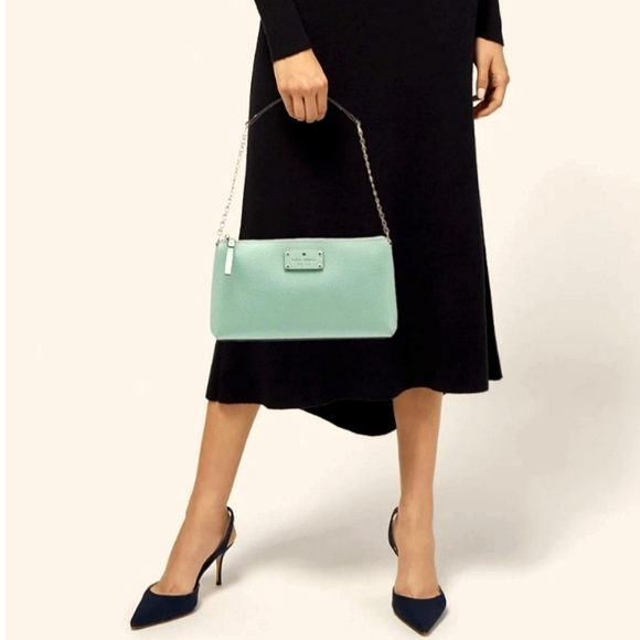 EUC 💎 Kate Spade Wellesley Byrd Mint Green Pebbled Leather Handbag - Picture 5 of 16